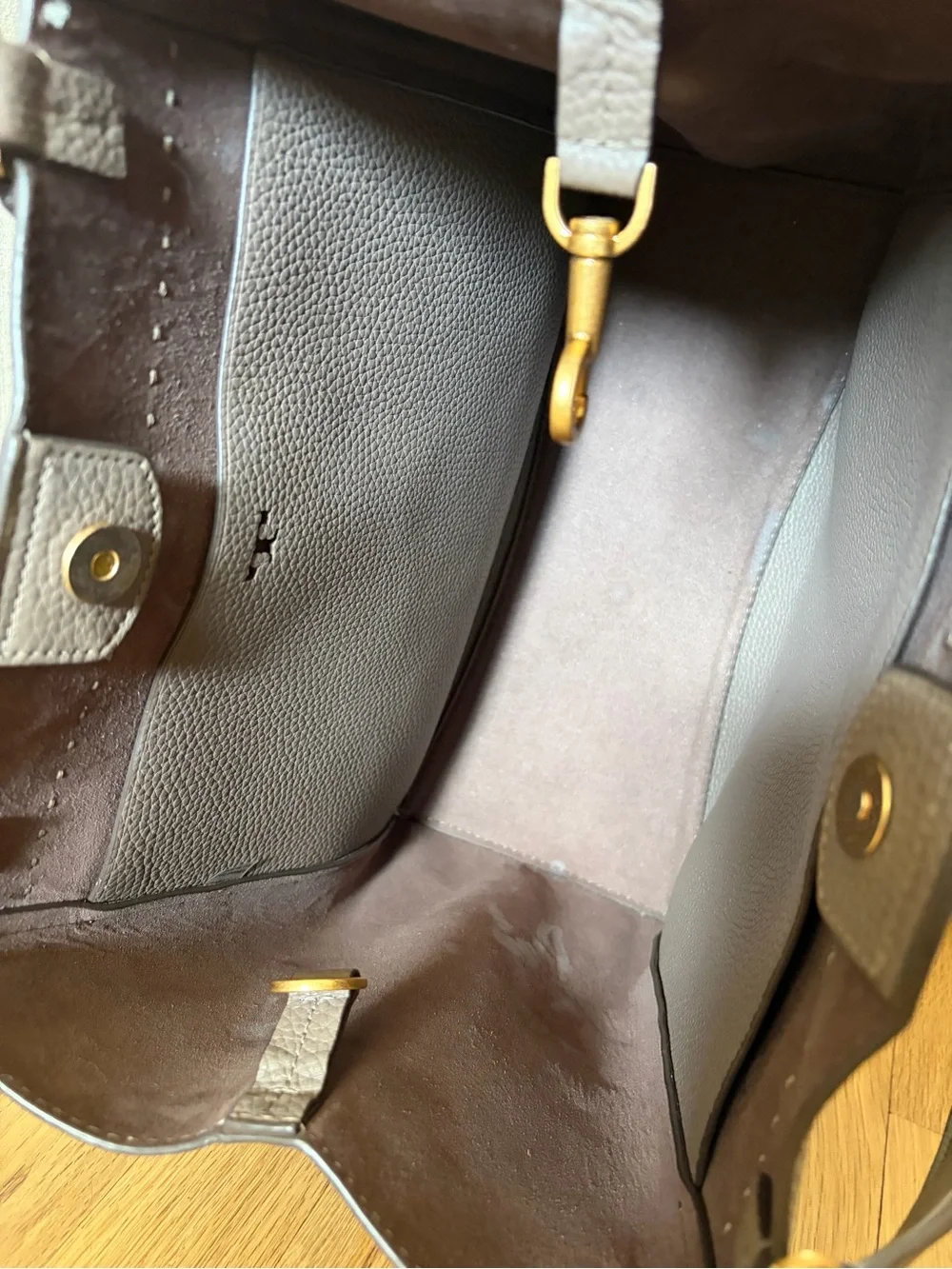 Tory Burch Taupe Pebbled Leather Shoulder Bag